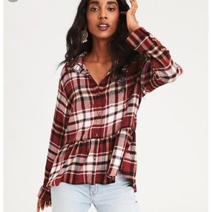 American eagle plaid peplum top